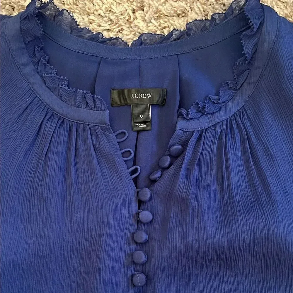 Like New! J. Crew 100% Silk Navy Sleeveless Blouse in Size 6